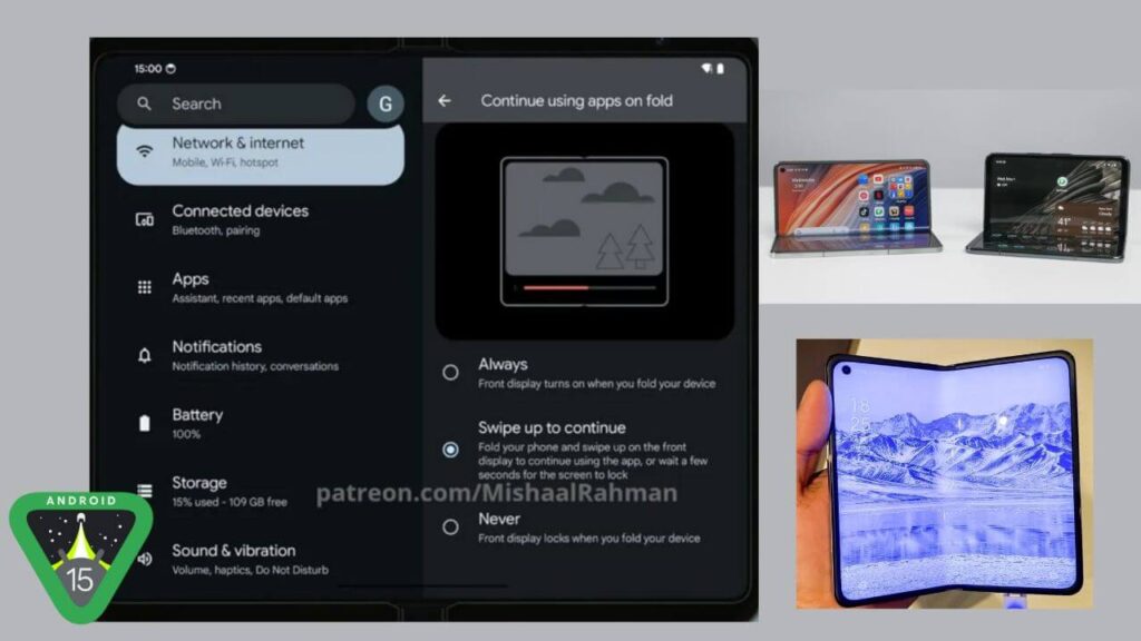 More Foldable Cover Screen Options in Android 15