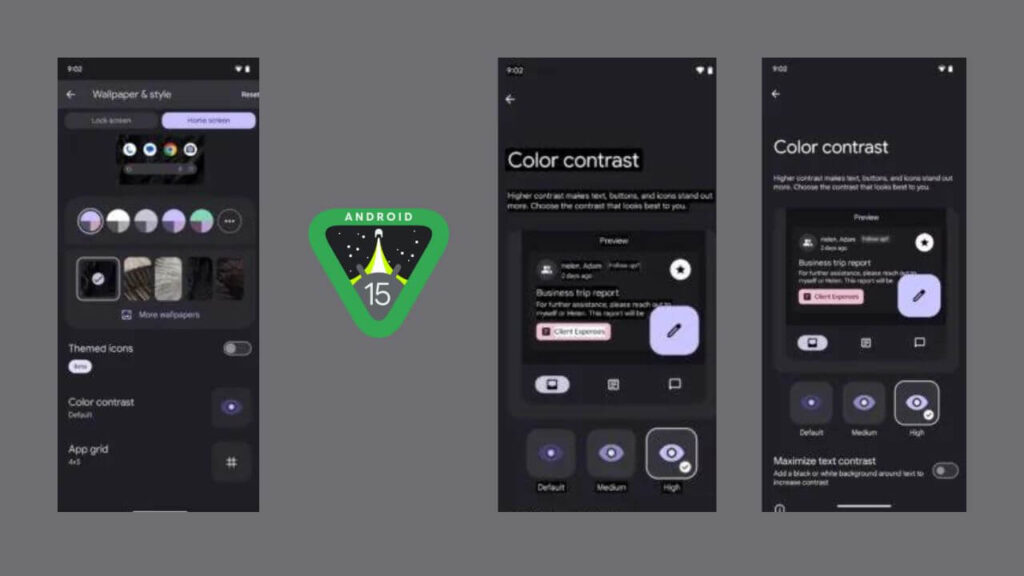 New Color Contrast Settings in Android 15